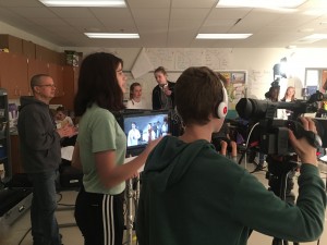 Student Director and Cinematographers work together to compose the shot